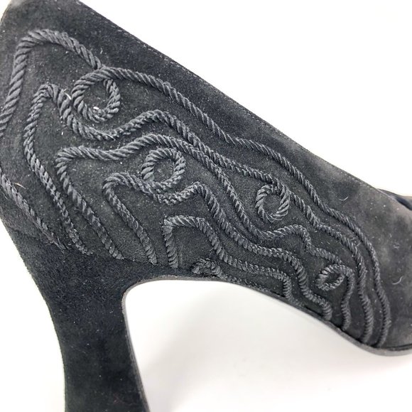 Paloma Womens Size 7 Black Suede Block Heel Pumps - Picture 8 of 8